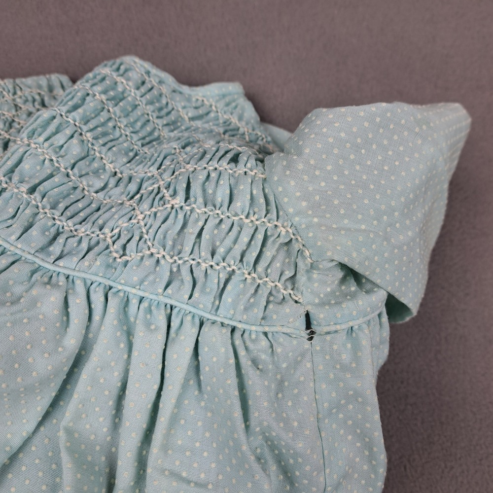 Vintage Handmade Girls Dress Size 4-5 Blue White Lace‎ Trimmed Polka Dot 50s 60s - Picture 13 of 15